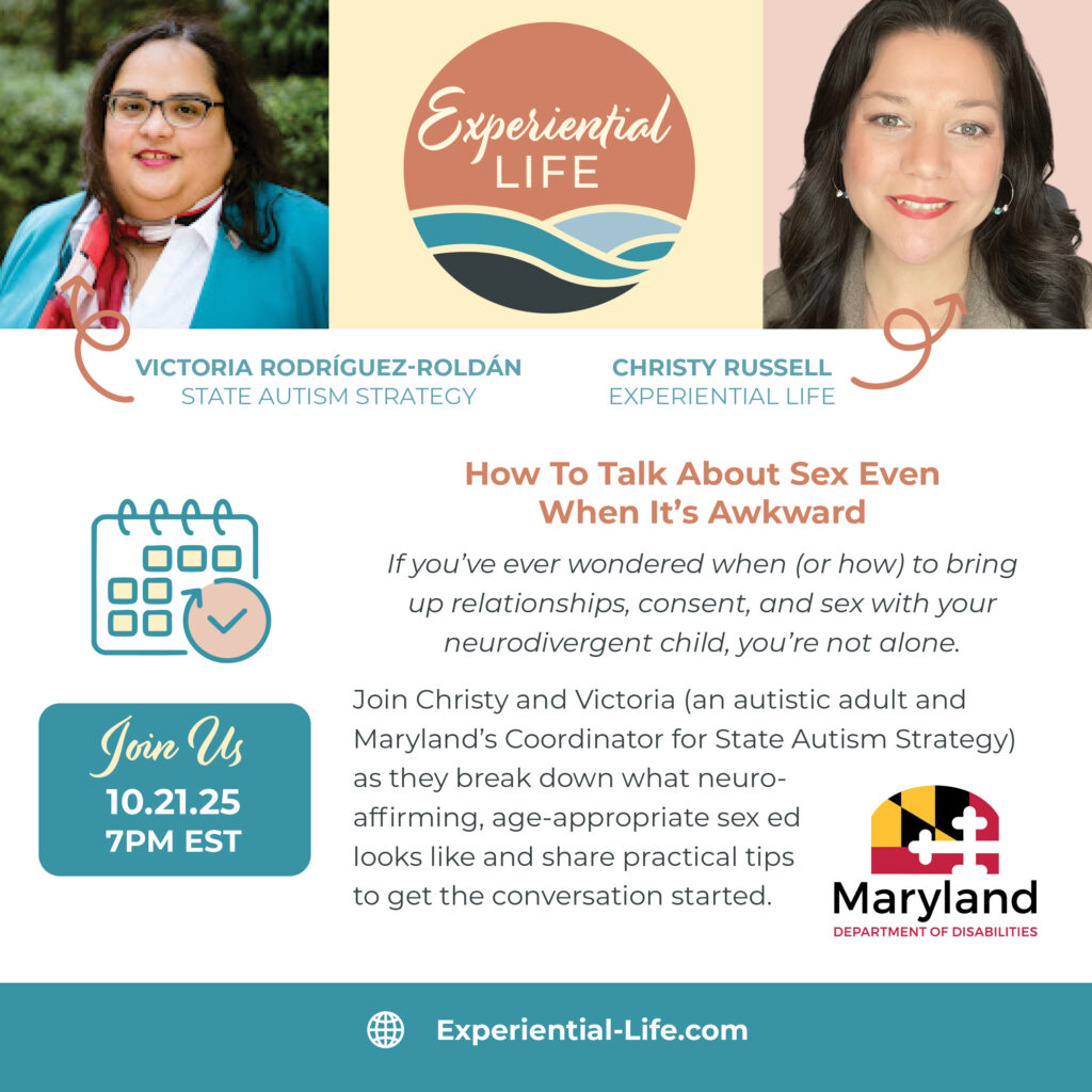 How To Talk About Sex Even When It's Awkward If you’ve ever wondered when (or how) to bring up relationships, consent, and sex with your neurodivergent child, you’re not alone. Join Christy and Victoria (an autistic adult and Maryland’s Coordinator for State Autism Strategy) as they break down what neuroaffirming, age-appropriate sex ed looks like and share practical tips to get the conversation started.